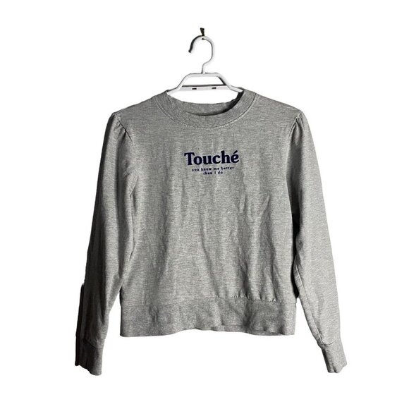 Mango Women's Message-Print Cotton-Blend Gray Sweatshirt - Picture 3 of 10